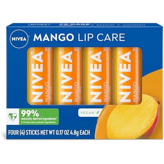 Nivea MANGO LIP CARE, 0.17 OZ, PACK OF 4 - Image 1